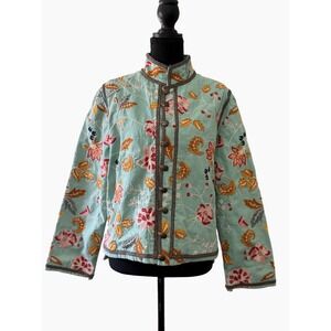 Sundance Womens Floral Embroidered Jacket Boho Size M Cottage Whimsical Artsy